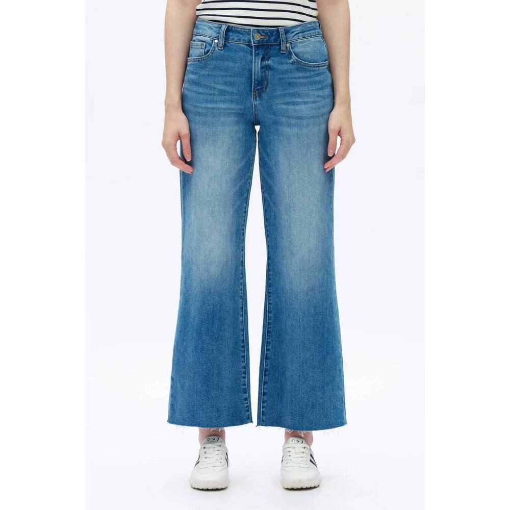 NEW BAYEAS mid rise wide leg jean in med blue